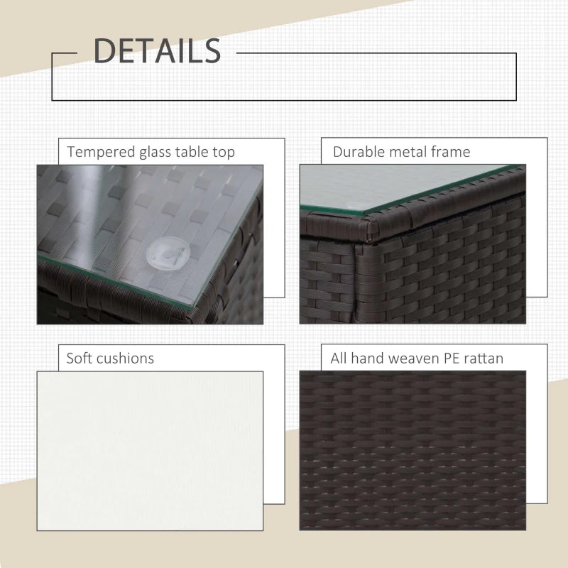 White Rattan Bistro Set With Aluminium Frame, Table & Cover