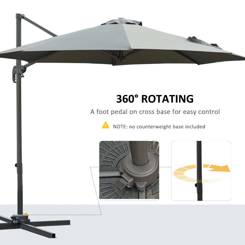 2.95H x 2.5m Dark Grey 360° Adjustable Cantilever Parasol