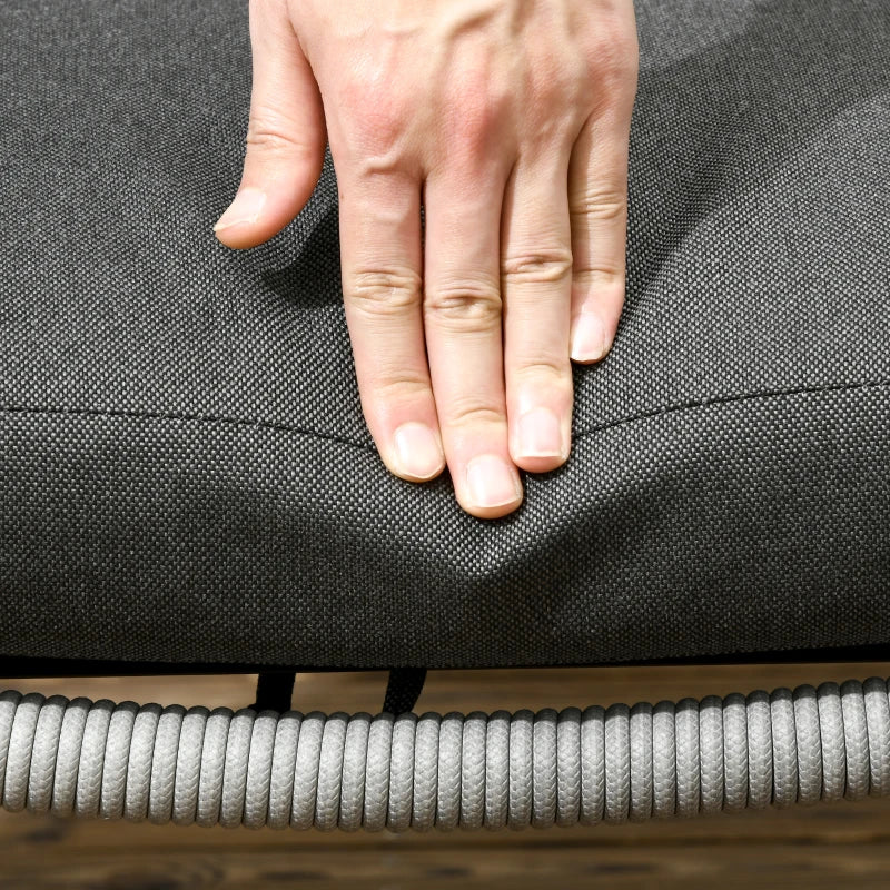 Dark Grey 6 Seater Rattan Furniture Set with Sofa, Footstool and Wood-Plastic Coffee Table