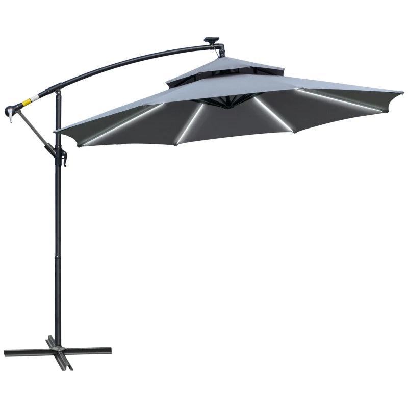 Grey 3m Hanging Umbrella with Double Roof
