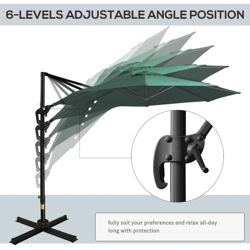 2.94m x 2.48H Green Parasol With 360° Rotation
