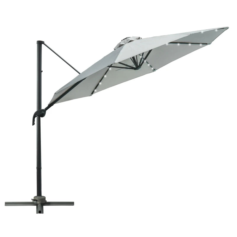 Grey 3m Cantilever Parasol With Cross Base