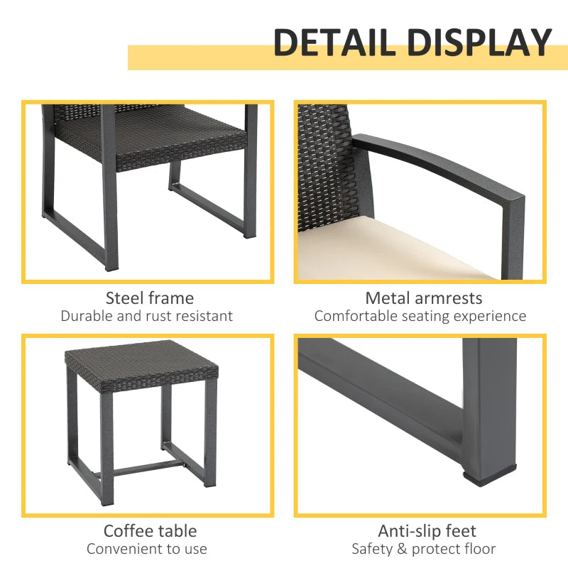 Brown Rattan Style Bistro Set - Conservatory Furniture