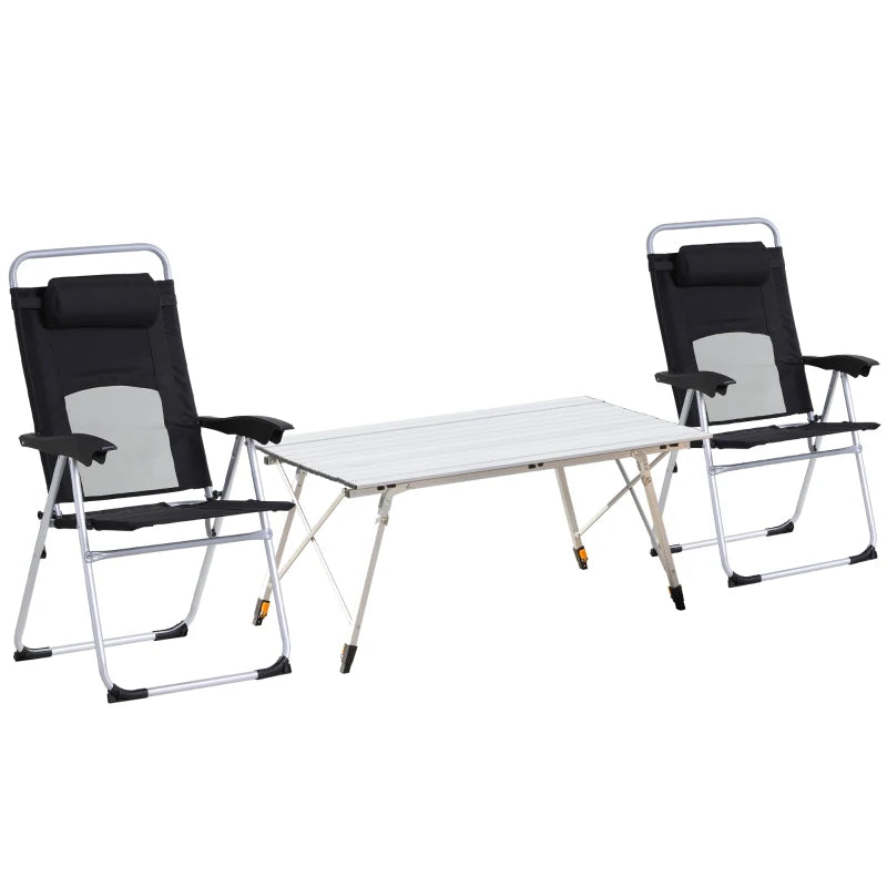 3 Piece Folding Camping Table and Chairs Set