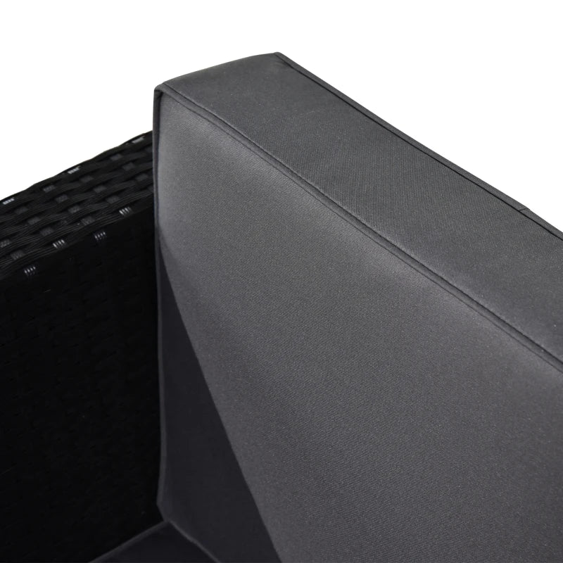 Black 3 Piece Rattan Bistro Set with 10cm Cushions