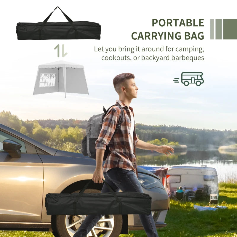 Pop Up Gazebo with 2 Sides, Slant Legs and Carry Bag