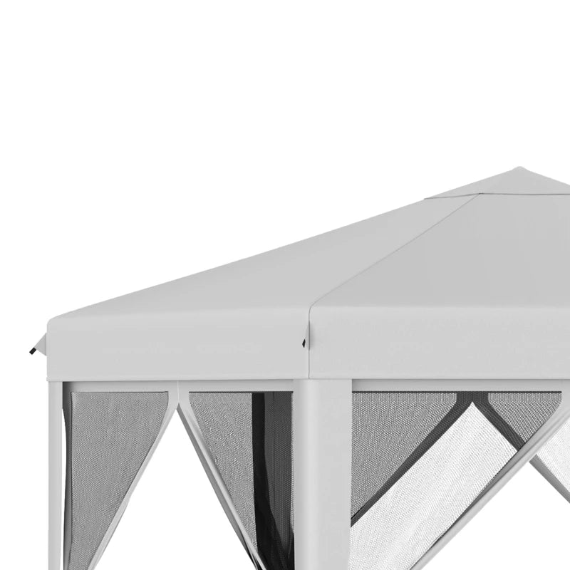 Light Grey Hexagonal Pop Up Canopy Tent With Bag