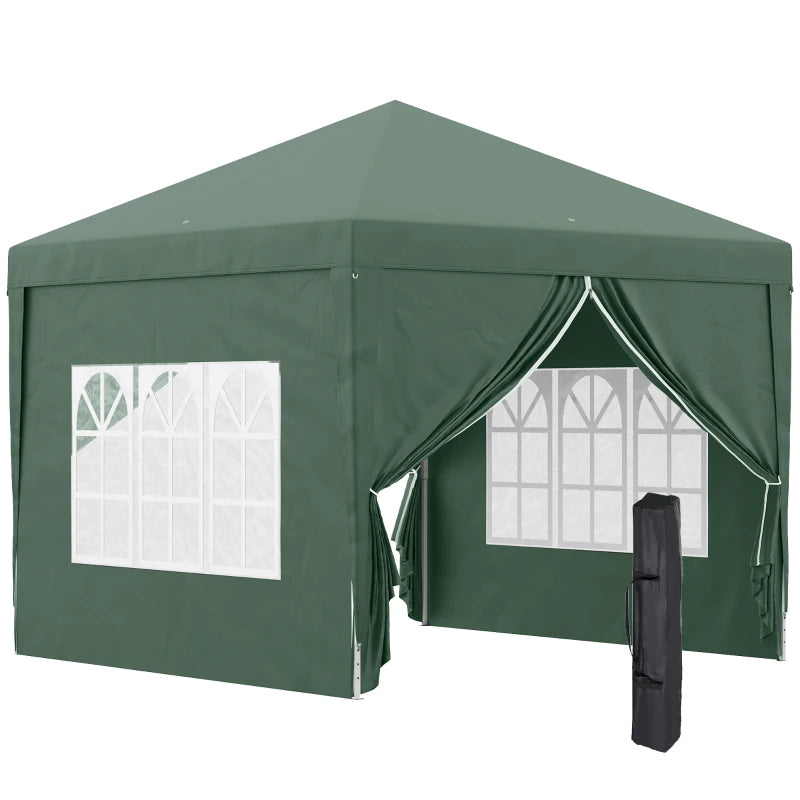 3m x 3m Pop Up Gazebo - Green - With Free Carry Bag