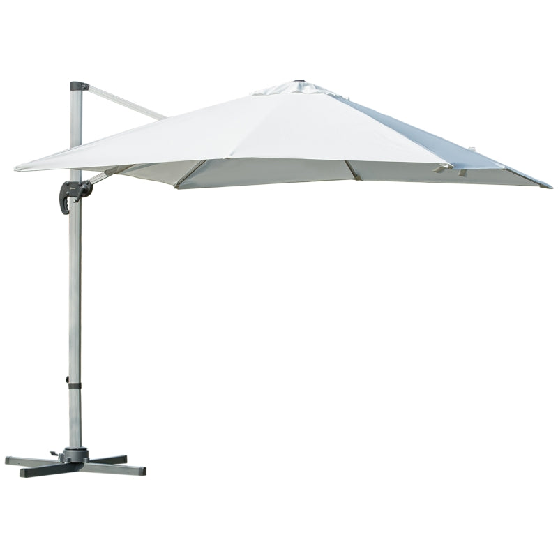 White 3m x 3m Cantilever Parasol With Aluminium Frame