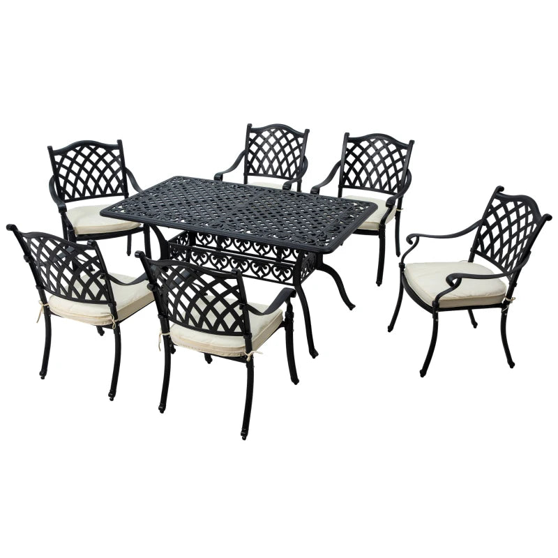 Black 7 Piece Aluminium Dining Set