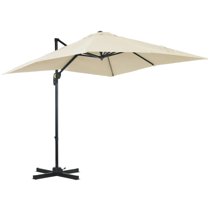 2.5m x 2.5m White Cantilever Parasol With Aluminium Pole