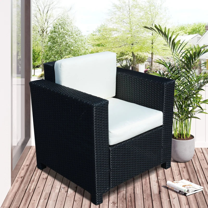 Black Single Seater Rattan Armchair with Armrests