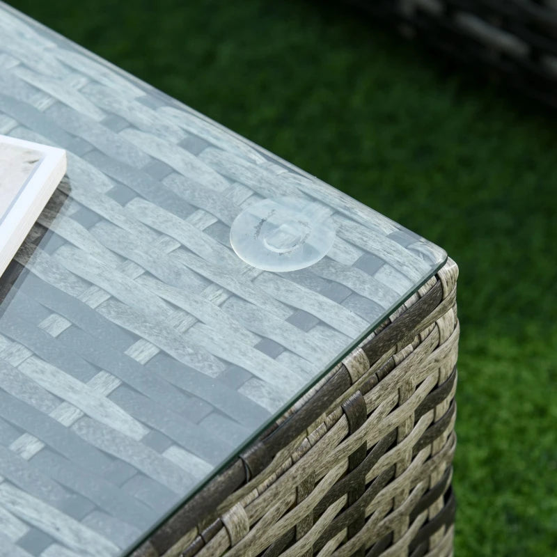 6 Piece Rattan Sofa & Coffee Table Set With Grey Pillow Cushions