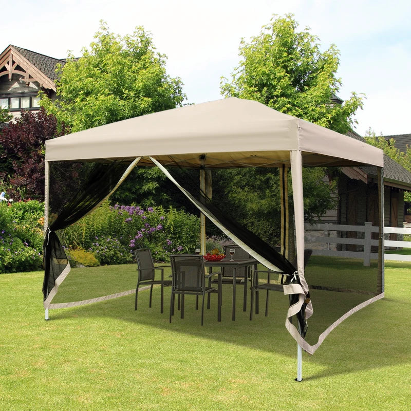 3m x 3m Pop Up Gazebo With Height Adjustable Mesh Screen House