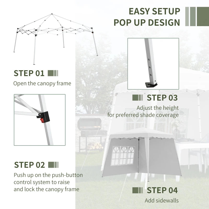 Pop Up Gazebo with 2 Sides, Slant Legs and Carry Bag