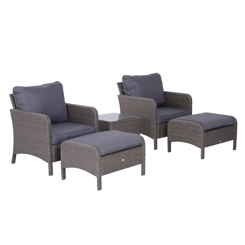 Grey 2-Seater Rattan Furniture Set With Steel Frame