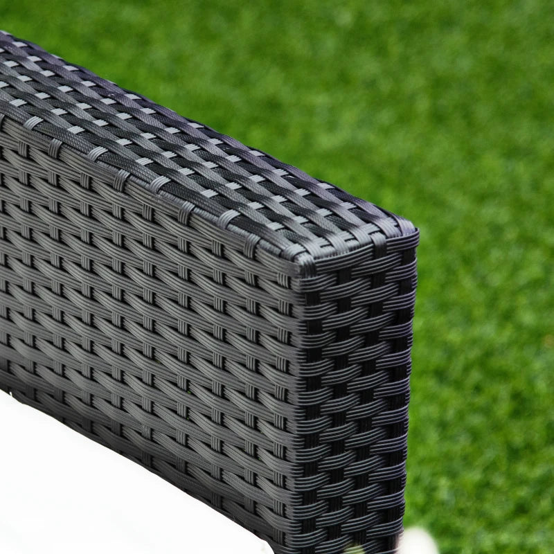 Black 4 Piece Rattan Furniture Set with Cream Cushions, 2 Armchairs and Glass Top Coffee Table