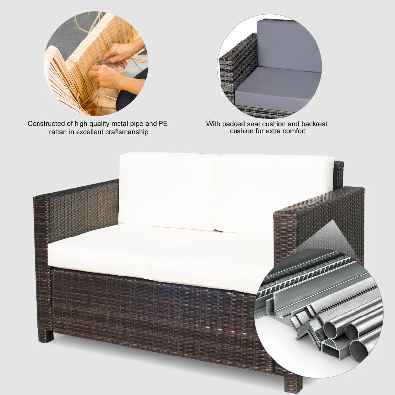 Brown Two-Seater Rattan Sofa