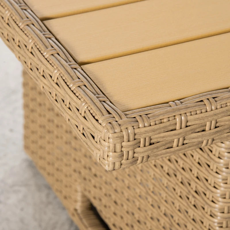 Light Brown 4 Piece Rattan Furniture Set With Adjustable Table & Thick Cushions