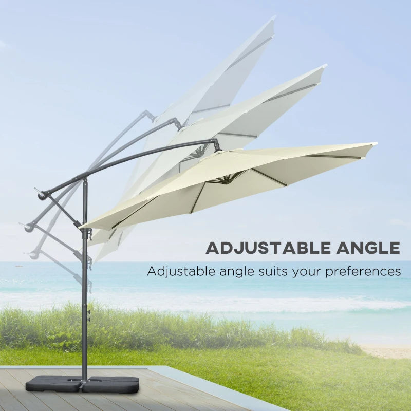 3m Beige Banana Parasol With Adjustable Crank Handle