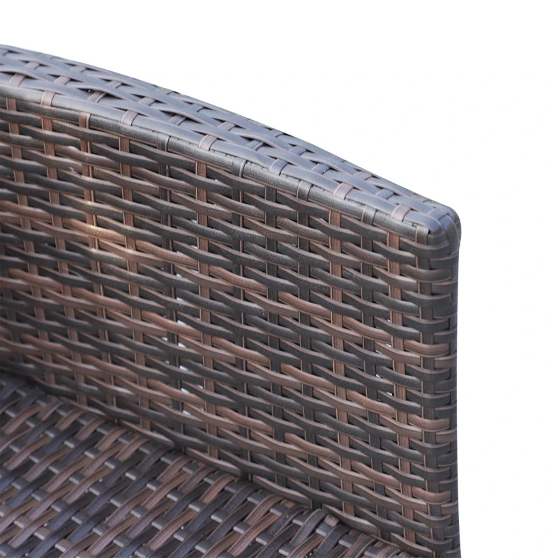 6 Seater Rattan Dining Set with Cushions - Rattan Garden Furniture Set with 6 Armchairs & Rectangular Glass Top Table