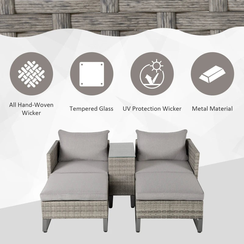 Light Grey Chaise Lounge Double Sofa Bed With Coffee Table & Footstool