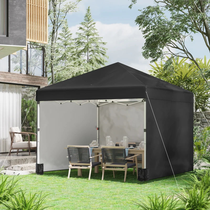 3m x 3m Pop Up Event Shelter - Height Adjustable Party Tent with 2 Sidewalls - Weight Bags and Wheeled Bag Included