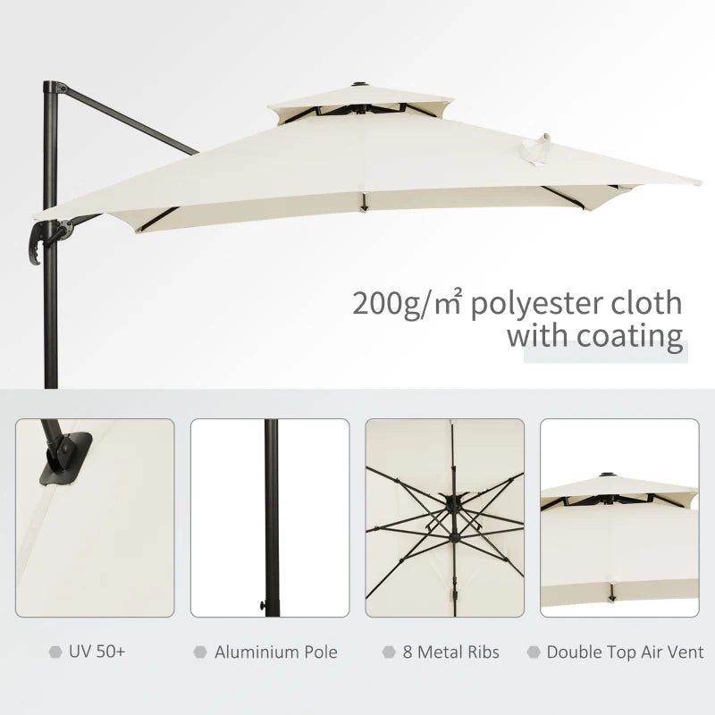 265H x 270L x 270W Two Tiered Cream Cantilever Parasol