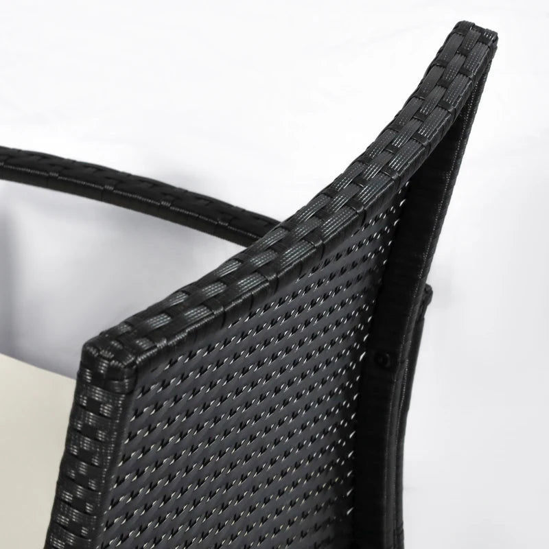 Black 4-Piece PE Rattan Garden Set: Corner Sofa with Cushions, Armchairs, Loveseat & Glass-Top Table