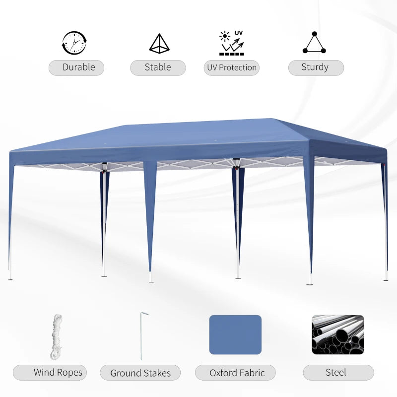 Blue Pop Up Gazebo With Double Roof & Bag - Wedding Awning Canopy