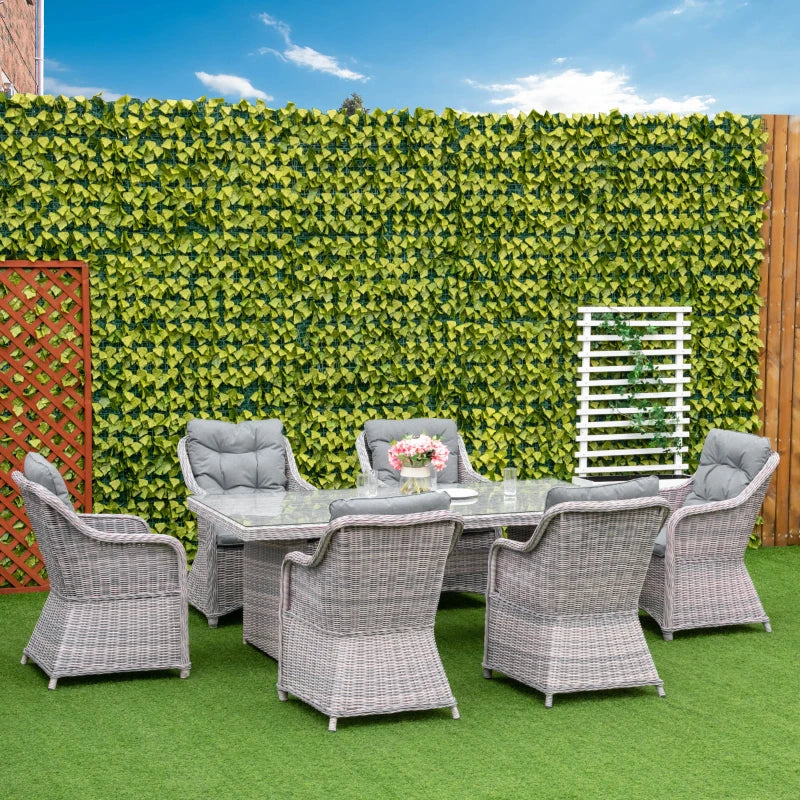 7 Piece Wicker Dining Set With Curved Armchairs