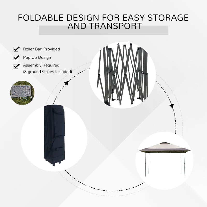 Brown 4m x 4m Pop-up Gazebo with Roller Bag & Adjustable Legs