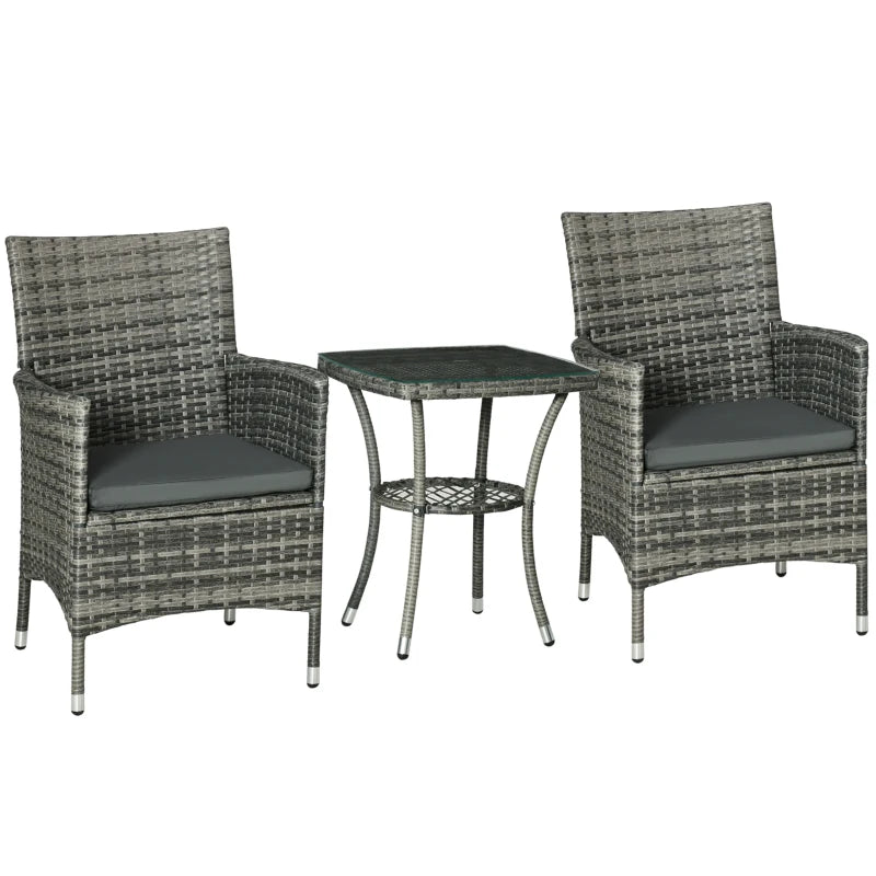 Grey 3 Piece Rattan Bistro Set