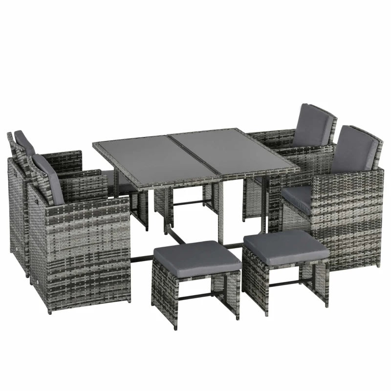 8 Seater Rattan Dining Set With Stools