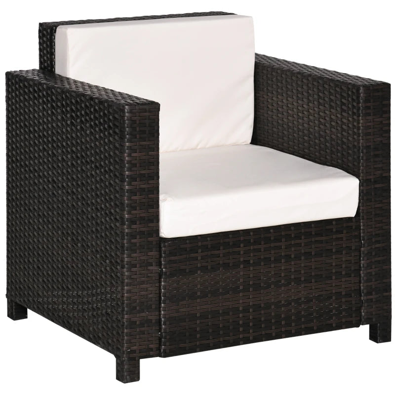 Black Single Seater Rattan Armchair + Cream Cushions with Armrests