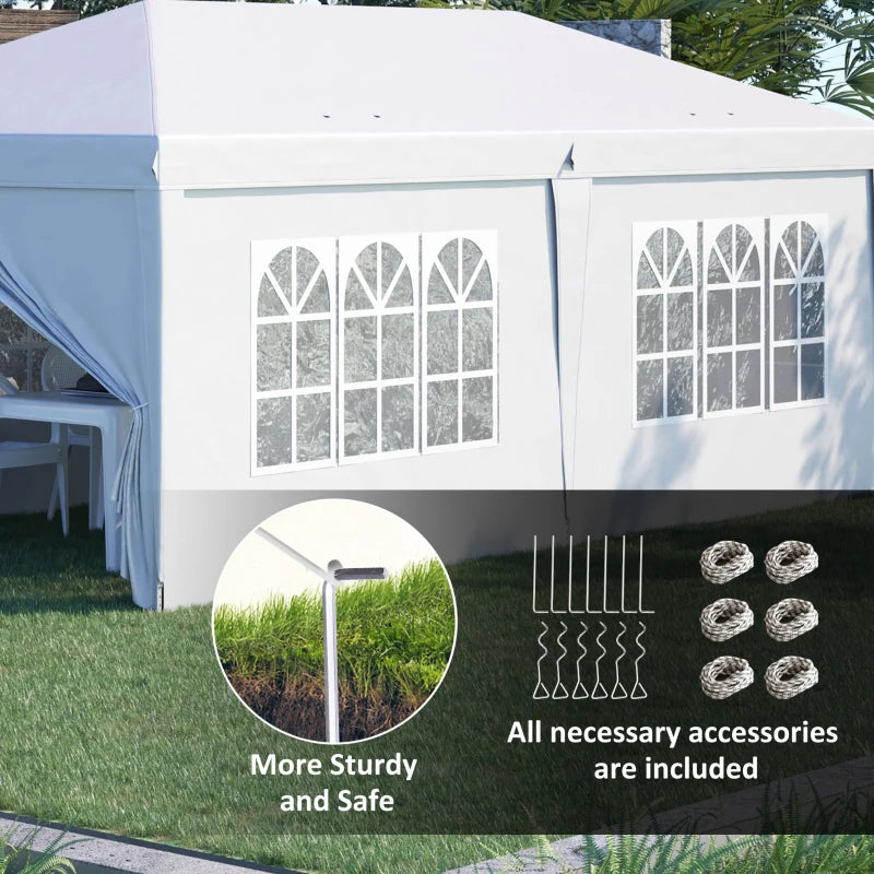 3m x 6m Adjustable White Pop Up Gazebo