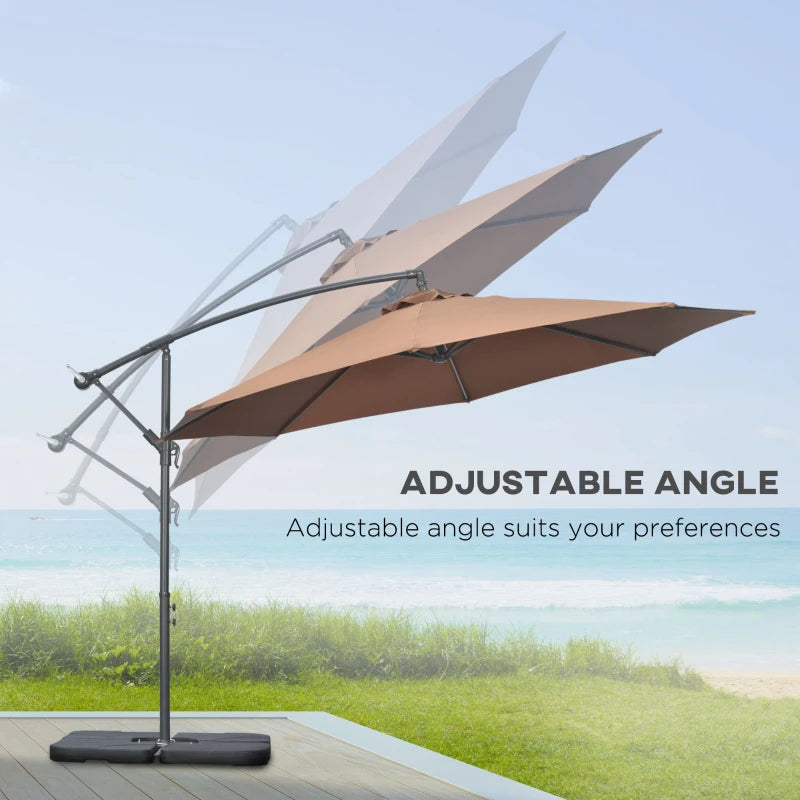 2.47H x 2.92m Coffee Parasol With Weights and Cover