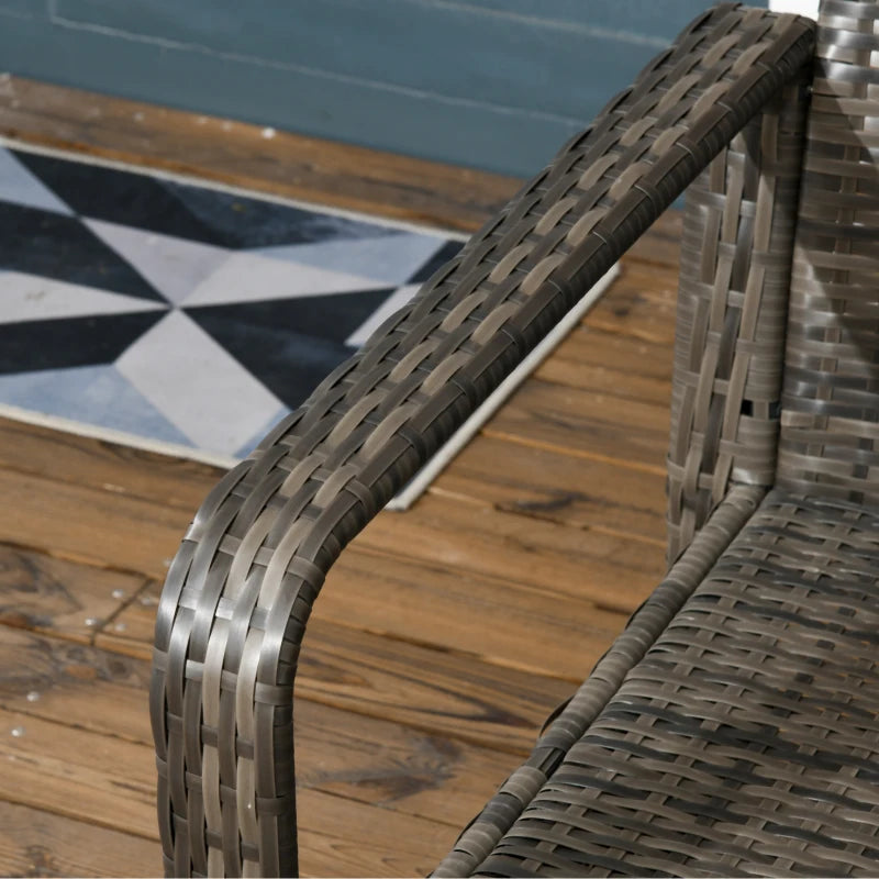 Dark Brown 3 Piece Set With Ash Grey Cushions & Storage Unit