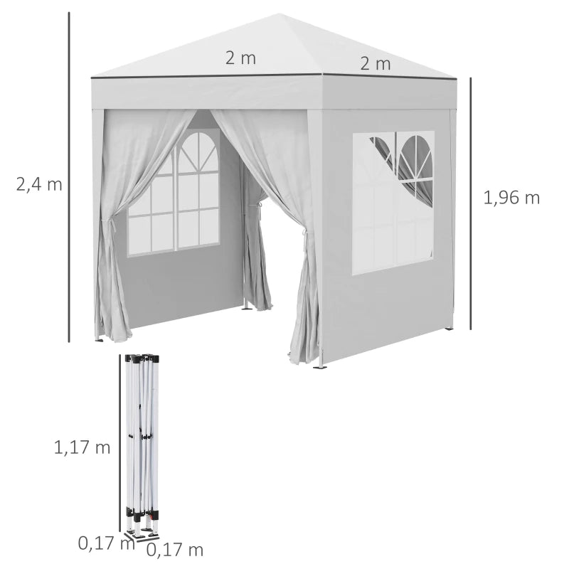 White 2m x 2m Pop Up Gazebo