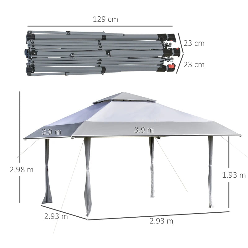 Grey 4m x 4m Pop-up Gazebo with Roller Bag & Adjustable Legs
