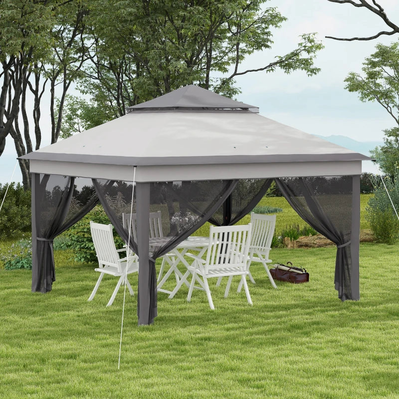 Grey 3m x 3m Pop Up Gazebo - Height Adjustable - Instant Event Shelter