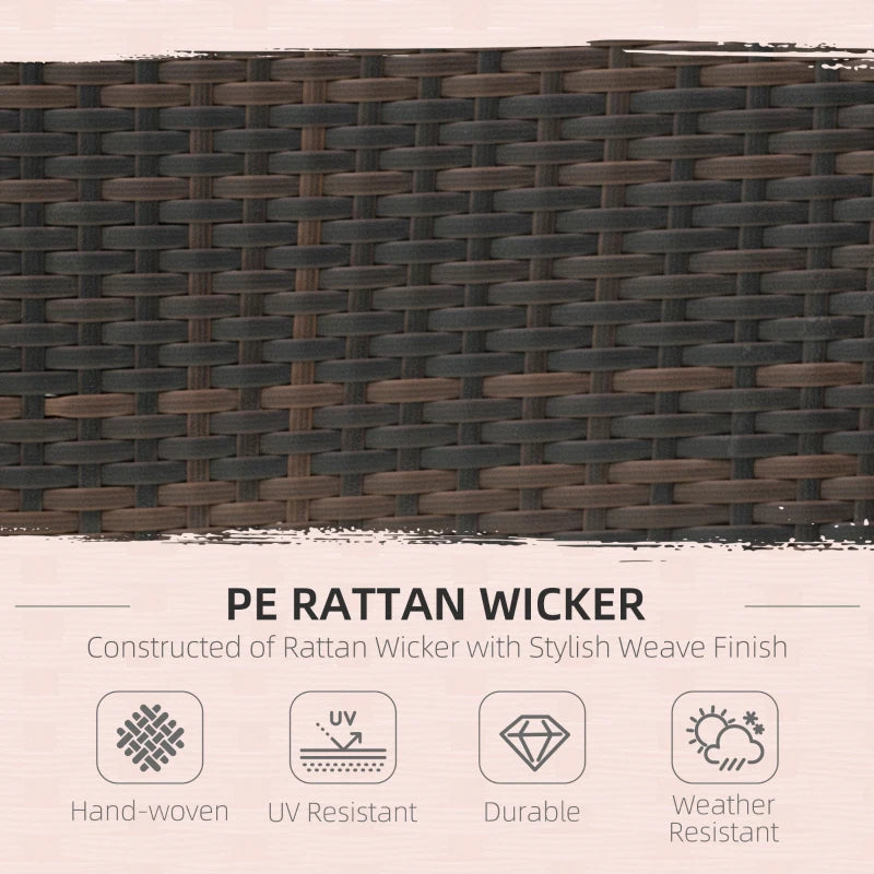 Brown 6 Seater Rattan Dining Set With Grey Cushions