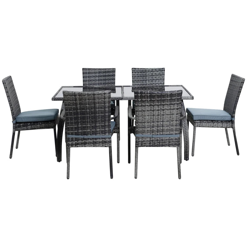 Grey 7 Piece Rattan Dining Set - 4 Armchairs & Extras