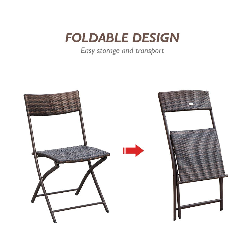 Brown 2 Seater Foldable Rattan Bistro Set