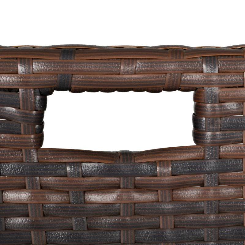 Brown Rattan Dining Set With Light Coloured Cushions & Table