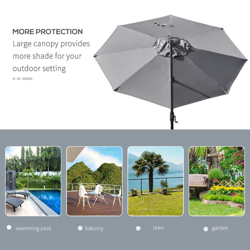2.55H x 2.98m Light Grey Adjustable Cantilever Parasol With LED Lights