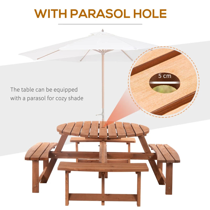 8-Seater Wooden Picnic Set