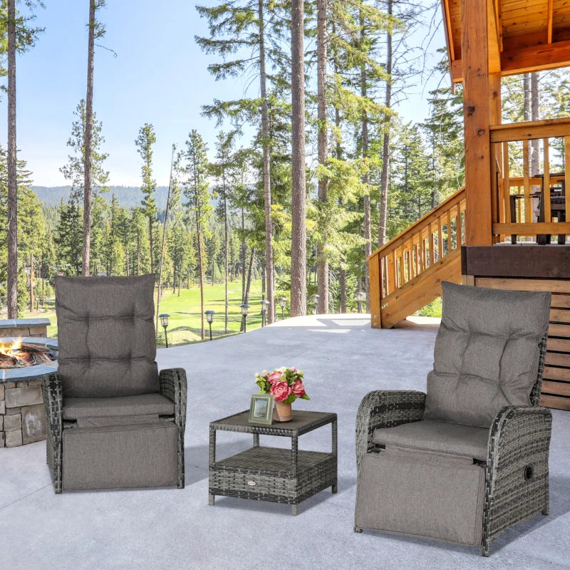2 Seater Rattan Chaise Lounge Sofa Set w/ Cushion