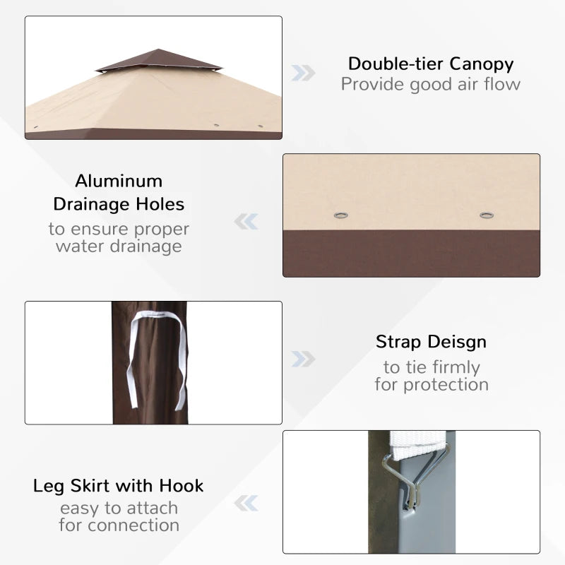 Brown 4 x 4m Pop-up Gazebo With Adjustable Legs