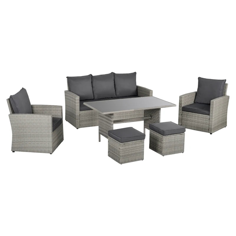 Mixed Grey Rattan Dining Set With 3 Seater Sofa